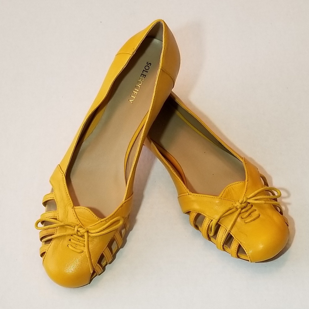 Sole Society Mustard Leather Flats